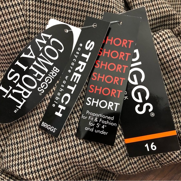Briggs New York Women Sz 16 Short Houndstooth Pants NWT Stretchy Waist Neutral - Picture 4 of 7